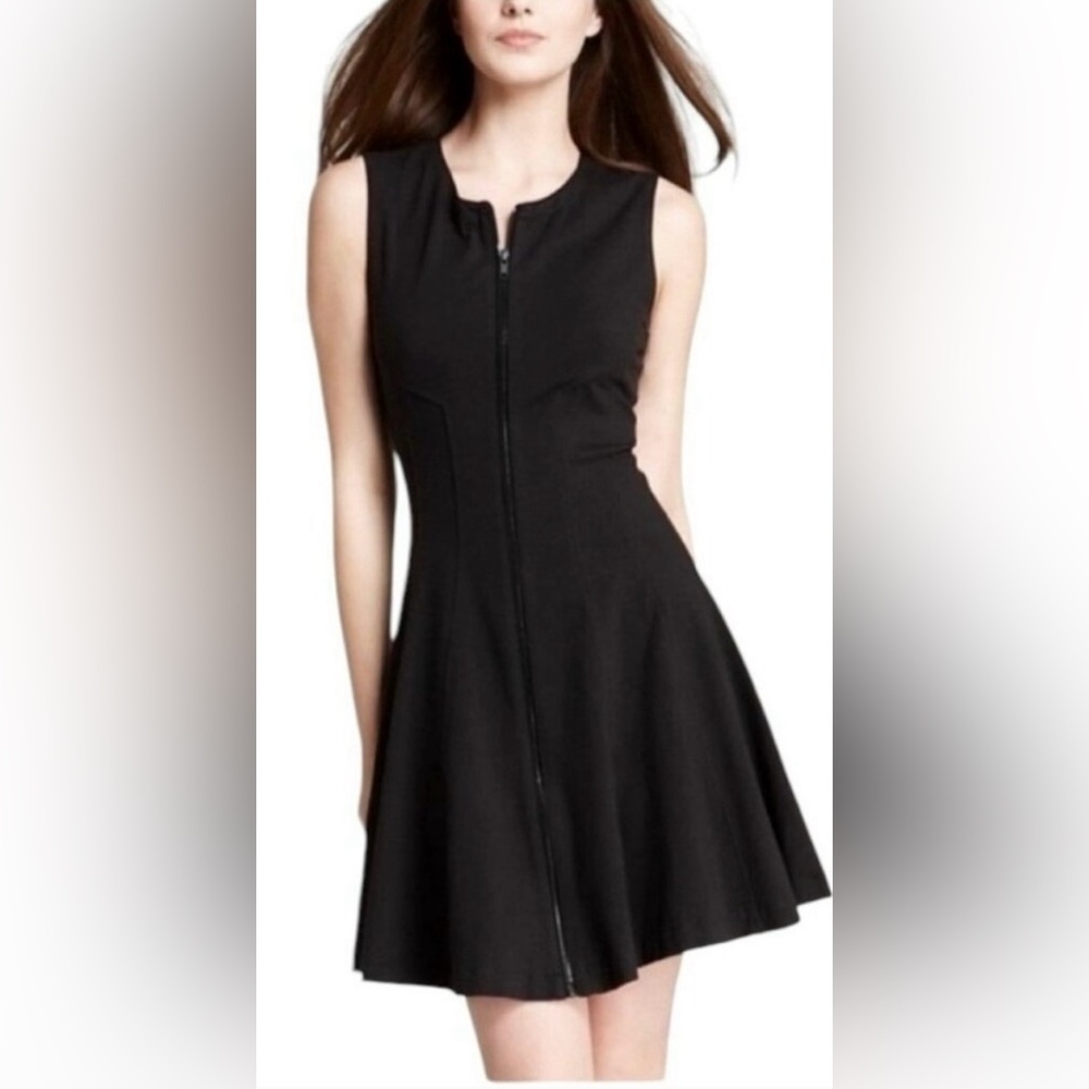 Theory Black Bonbi Zipper Front Fit and Flare Mini Dress - Picture 12 of 12